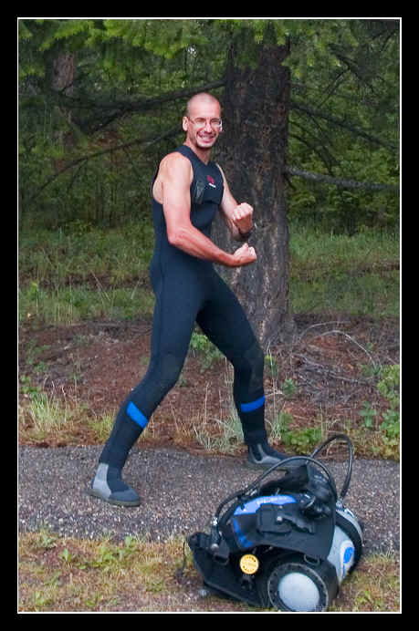 Piotr Drabik, Ph.D., with his scuba gear